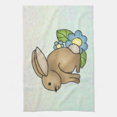 Häschen mit Blümchen Geschirrtuch (Vertikal)
