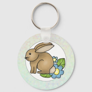 Häschen mit Blümchen Schlüsselanhänger