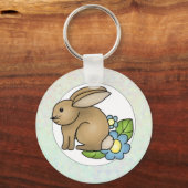 Häschen mit Blümchen Schlüsselanhänger (Vorderseite)