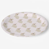 Häschen mit Blumenreif-Malservietten Pappteller (Schrägansicht)