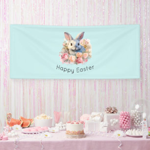 Häschen mit einem Rosenkranz Süßes Ostern Banner