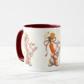 Häschen mit Karotte und Rose Tasse (Vorderseite Links)
