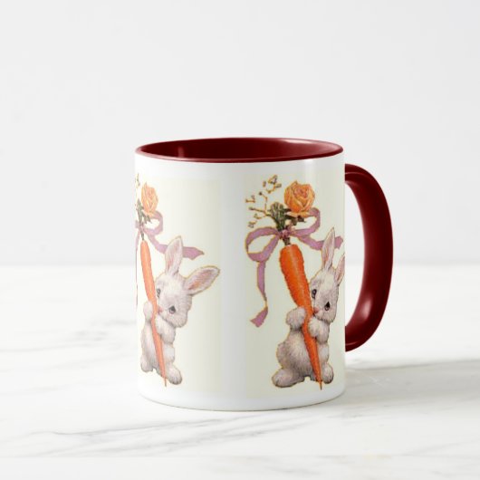 Häschen mit Karotte und Rose Tasse (VorderseiteRechts)