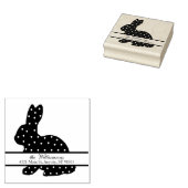 Häschen mit Punkten und Monogramm als Absenderadre Gummistempel (Stempel)