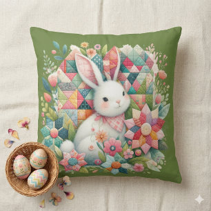 Häschen mit Quilt und Blumen Kissen