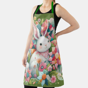 Häschen mit Quilt und Blumen Schürze
