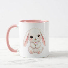 Häschen mit rosa Blume Tasse