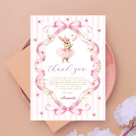 Häschen mit rosa Schleife zum 1. Geburtstag Dankeskarte