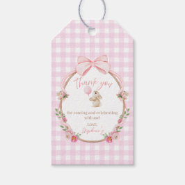Häschen-mit-rosafarbener-Schleife-Blumen-Ballon-Ge Geschenkanhänger