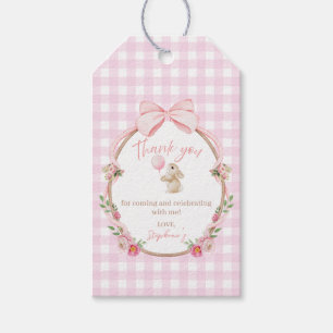 Häschen-mit-rosafarbener-Schleife-Blumen-Ballon-Ge Geschenkanhänger