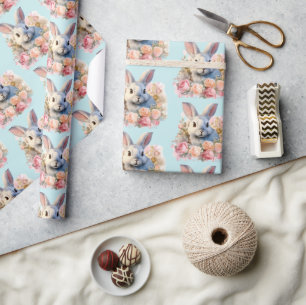 Häschen mit Rosenkranz Süßes Muster Geschenkpapier