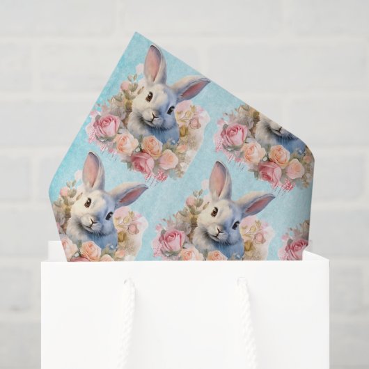 Häschen mit Rosenkranz Süßes Muster Seidenpapier (Geschenktüte)