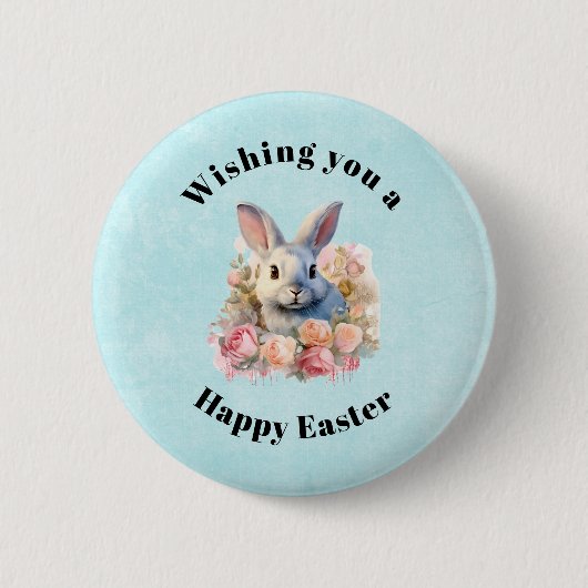 Häschen mit Rosenkranz Süßes Ostern Button (Vorderseite)