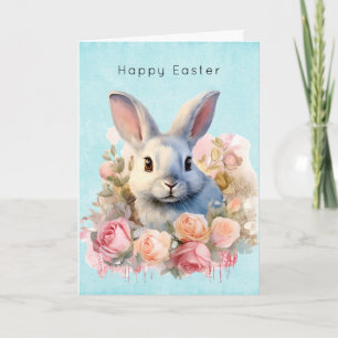 Häschen mit Rosenkranz Süßes Ostern Feiertagskarte