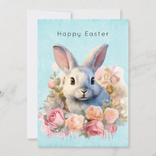 Häschen mit Rosenkranz Süßes Ostern Feiertagskarte