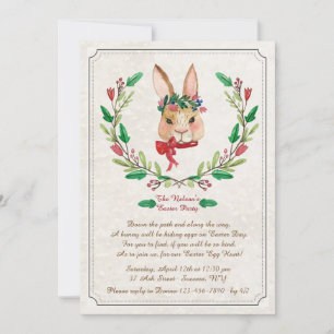 Häschen mit roter Band-Ostern-Einladung Einladung