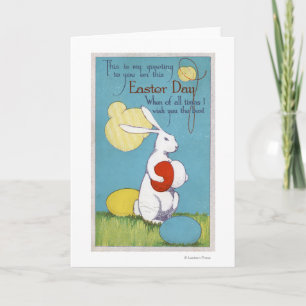 Häschen Ostern GreetingEaster, das Eier hält Feiertagskarte