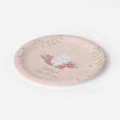 Häschen-PapierTeller-Babydusche Waldrosa-Mädchen Pappteller (Schrägansicht)