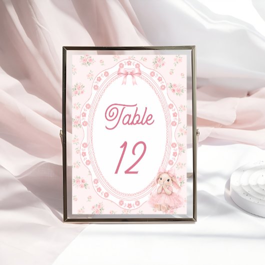 Häschen Pink Florales Tischschild