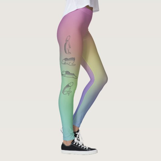 Häschen-Regenbogen-Yoga-Hosen Leggings (Rechts)