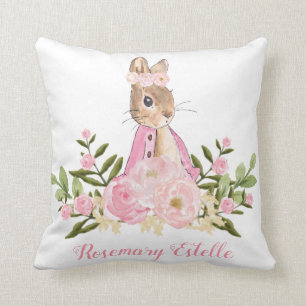 Häschen Rosa Blumen Mädchen Kinderzimmer Dekoratio Kissen