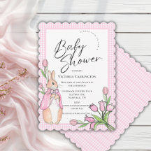 Häschen Rosa Gingham Baby Shower