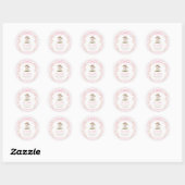 Häschen Rosa Schleife Gingham Baby Shower Runder Aufkleber (Blatt)