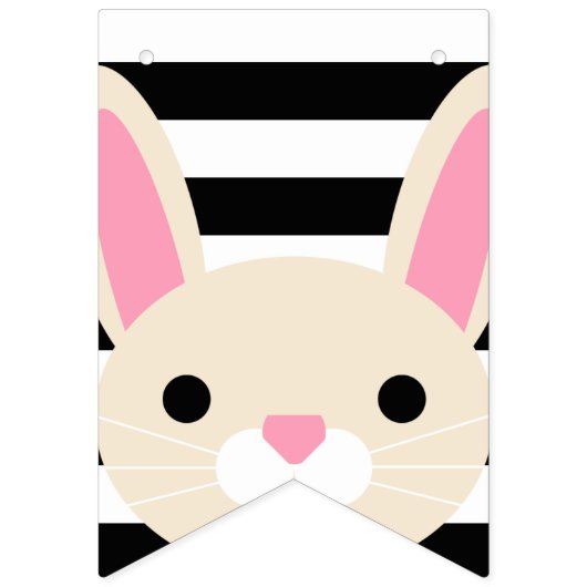 Häschen-rosa u. schwarze Streifen u. Herz-alles Wimpelkette (Erste Fahne)