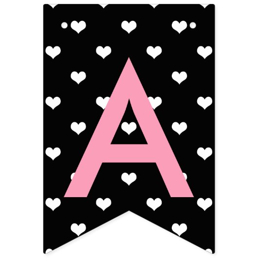 Häschen-rosa u. schwarze Streifen u. Herz-alles Wimpelkette (Dritte Fahne)