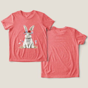 Häschen Roter Mohn Blumen Tri-Blend Shirt