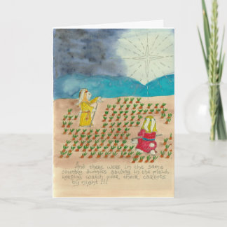 Häschen Shepherds Weihnachtskarte im Aquarell Feiertagskarte