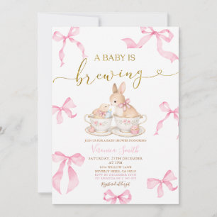 Häschen-Tee-Party-Baby-Shower-Einladung mit rosa S Einladung