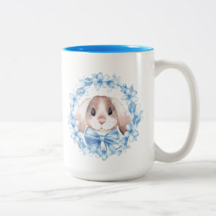 Häschen und blauer Kranz Zweifarbige Tasse