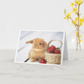 Häschen und Erdbeeren Karte (Gelbe Blume)