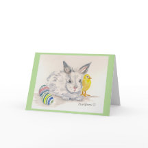 Häschen-und Küken-Ostern-Aquarell-Karte
