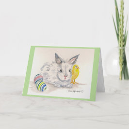 Häschen-und Küken-Ostern-Aquarell-Karte Karte