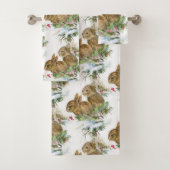 Häschen und Vogel im Schnee-Weihnachtsbad-Tuch-Set Badhandtuch Set (Insitu)