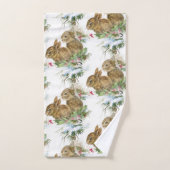 Häschen und Vogel im Schnee-Weihnachtsbad-Tuch-Set Badhandtuch Set (Handtuch)