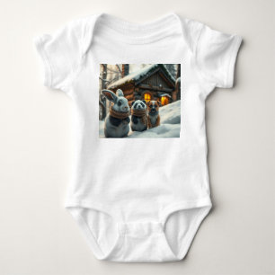 Häschen, Welpe vorne & Space Neon-Osterhase hinten Baby Strampler
