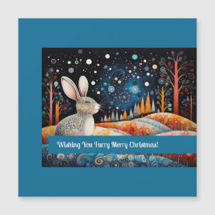 Häschen wünscht Ihnen ein flauschiges frohes Weihn Magnetkarte