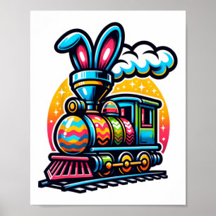 Häschen-Zug Eisenbahn Osterei Kinder Kleinkinder J Poster