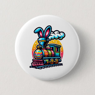 Häschen Zug Eisenbahn Ostern Ei Kinder Kleinkinder Button