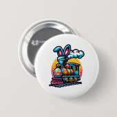 Häschen Zug Eisenbahn Ostern Ei Kinder Kleinkinder Button (Vorne & Hinten)