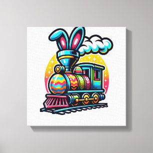 Häschen-Zug Eisenbahn Ostern Ei Kinder Kleinkinder Leinwanddruck