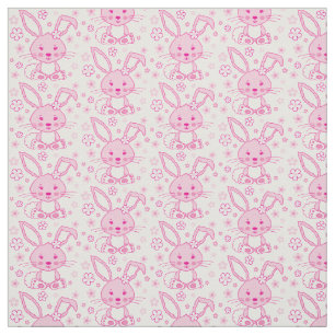 Häschenkaninchen und rosa grafisches Gewebe der Stoff