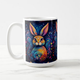 Häschenwirbel und Herzen Blau Kaffeetasse