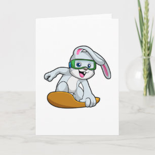 Hase als Snowboarder mit Snowboard Karte