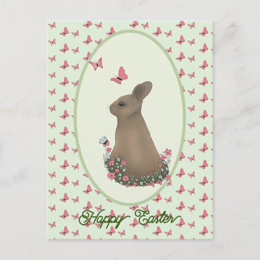 Hase auf der Wiese Postkarte (Vorderseite)