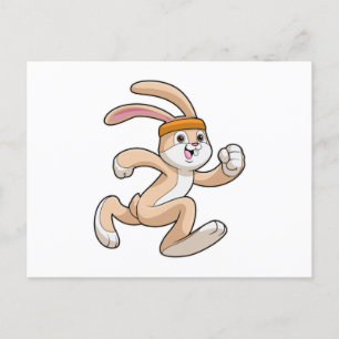 Hase beim Laufen mit Stirnband Postkarte