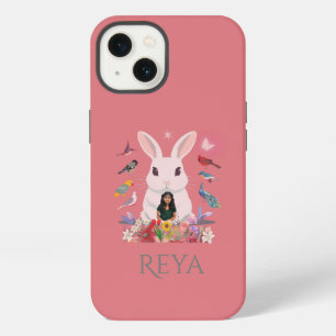 Hase, Blumen & Vögel Personalisiertes Design iPhone 13 Hülle